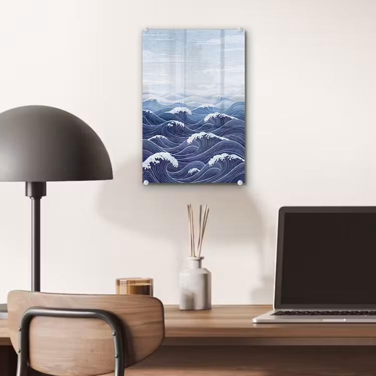 Glas schilderij - Water - Mozaïek - Landschap - Modern - Blauw — 7