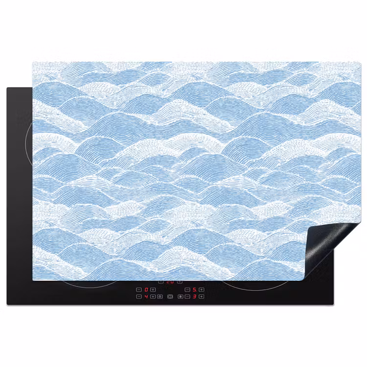Inductie beschermer - Blauw - Wit - Golven - Getekend — 1