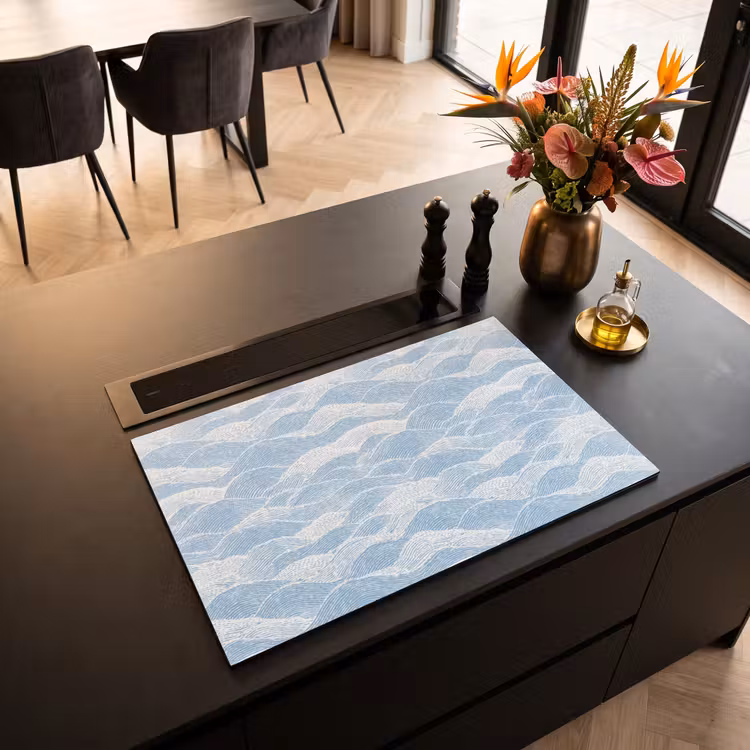 Inductie beschermer - Blauw - Wit - Golven - Getekend — 3