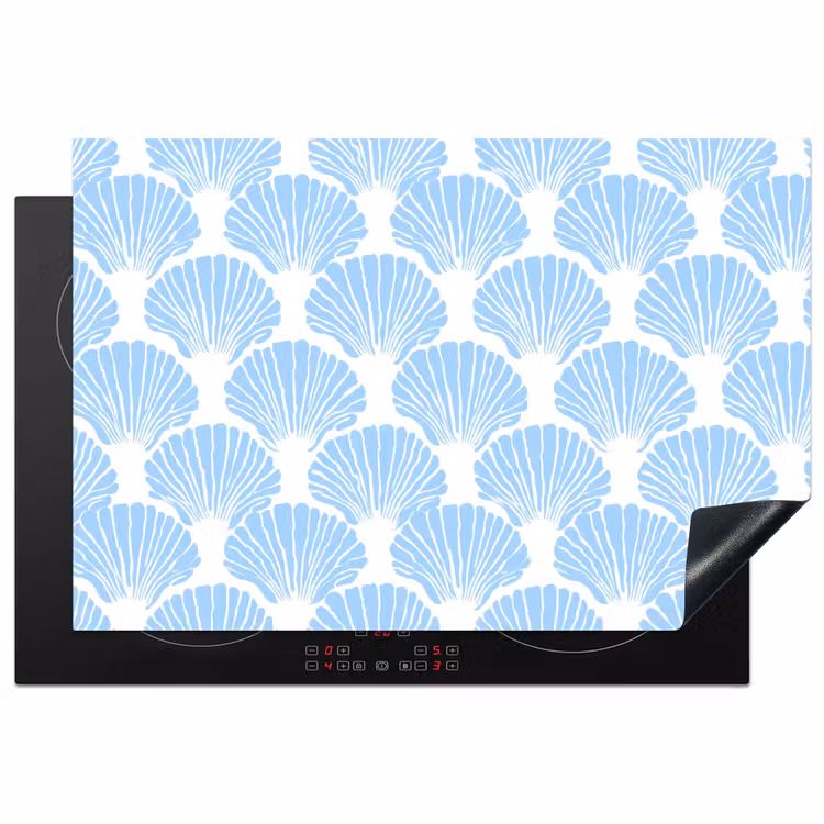 Inductie beschermer - Blauw - Wit - Schelpen - Grafisch - Structuur — 1