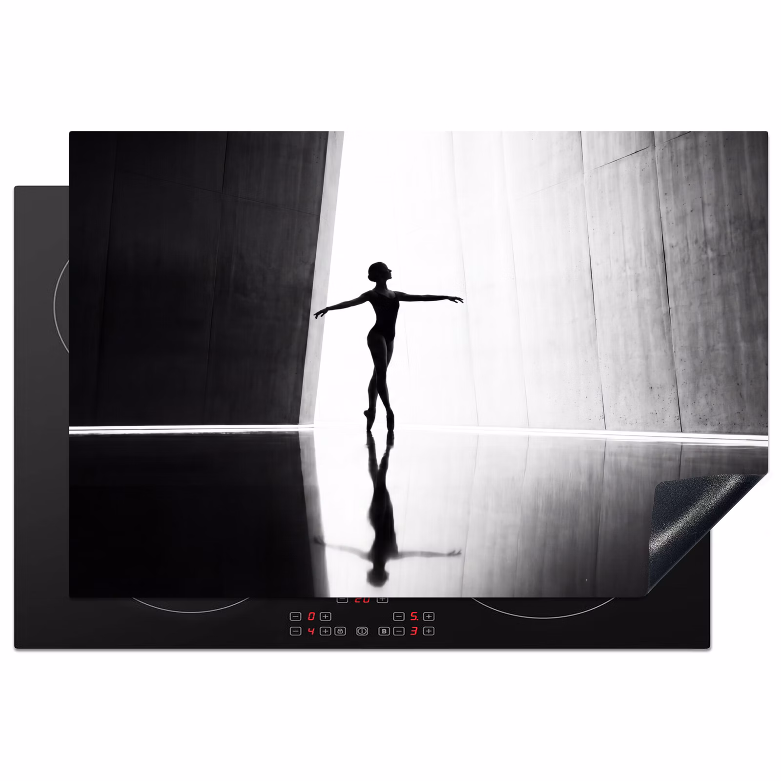 Inductie beschermer - Danser - Silhouette - Kunst - Modern - Zwart-wit — 1