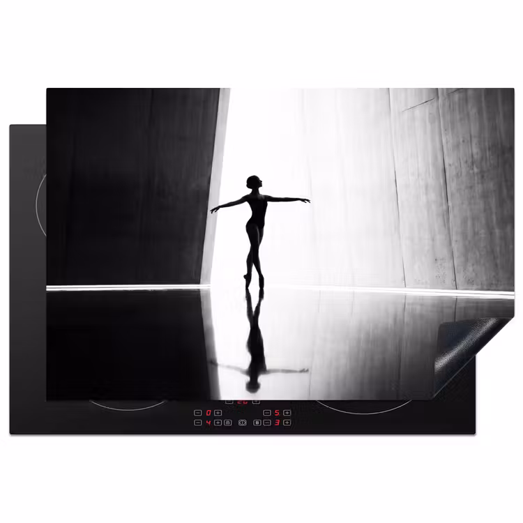 Inductie beschermer - Danser - Silhouette - Kunst - Modern - Zwart-wit — 1