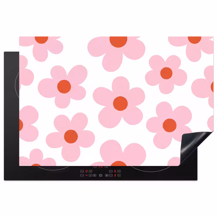 Inductie beschermer - Bloemen - Patroon - Modern - Roze - Wit — 1