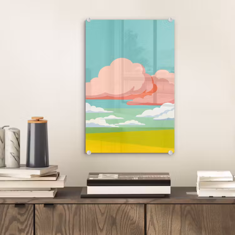 Glas schilderij - Wolken - Roze - Natuur - Modern - Pastel — 2