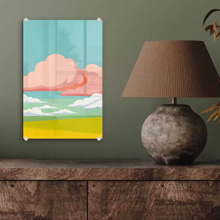 Glas schilderij - Wolken - Roze - Natuur - Modern - Pastel — 4