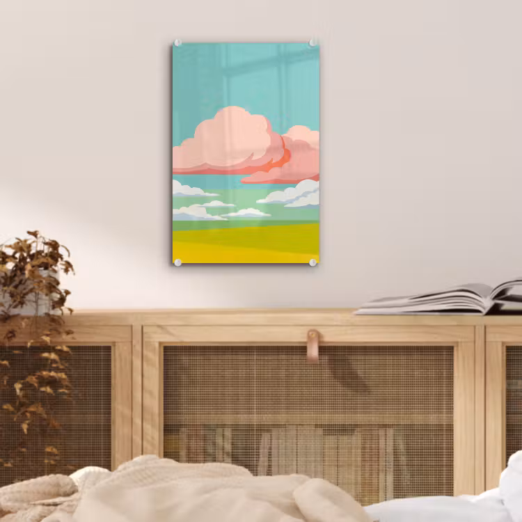 Glas schilderij - Wolken - Roze - Natuur - Modern - Pastel — 5
