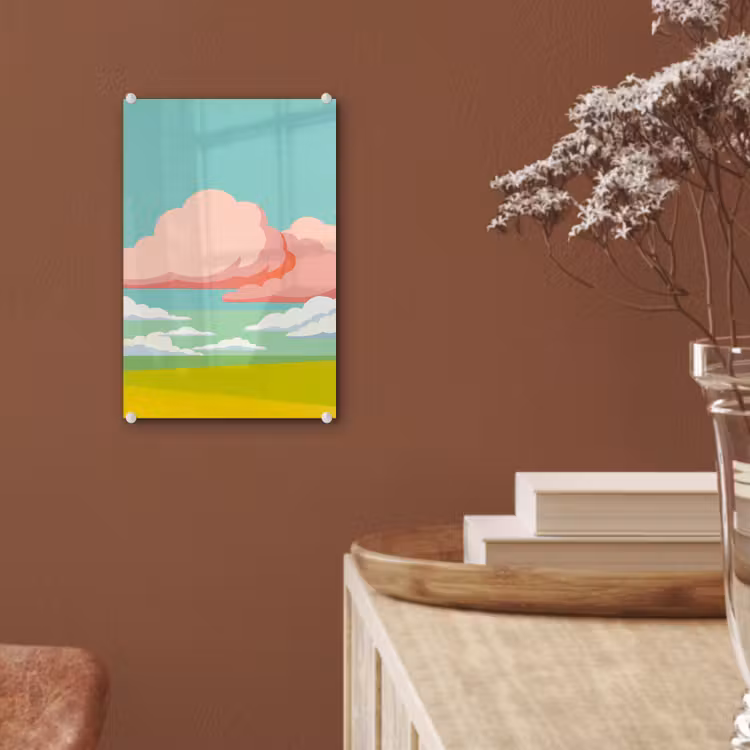Glas schilderij - Wolken - Roze - Natuur - Modern - Pastel — 6