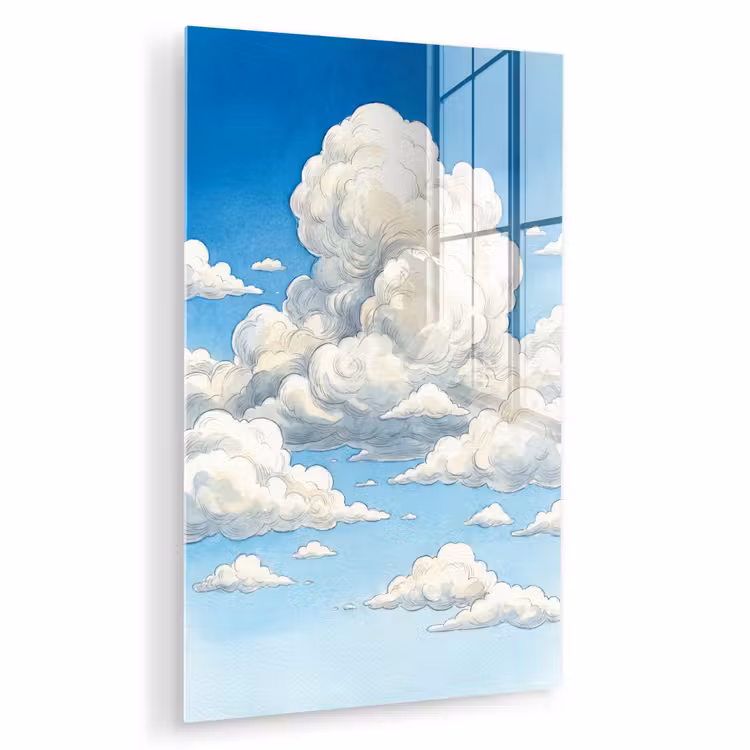 Glas schilderij - Wolken - Blauwe lucht - Natuur - Modern - Wit — 1