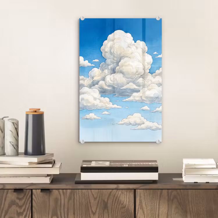Glas schilderij - Wolken - Blauwe lucht - Natuur - Modern - Wit — 2