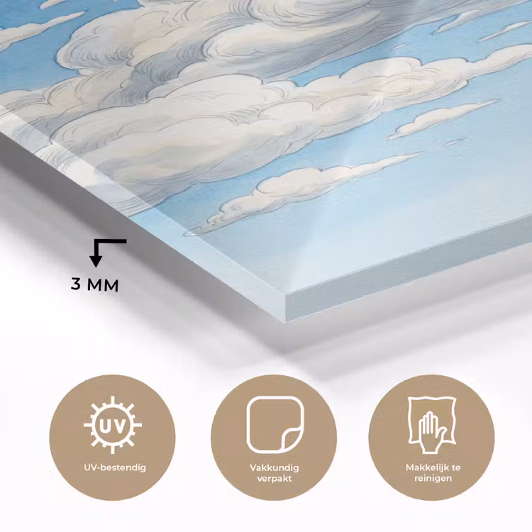 Glas schilderij - Wolken - Blauwe lucht - Natuur - Modern - Wit — 3