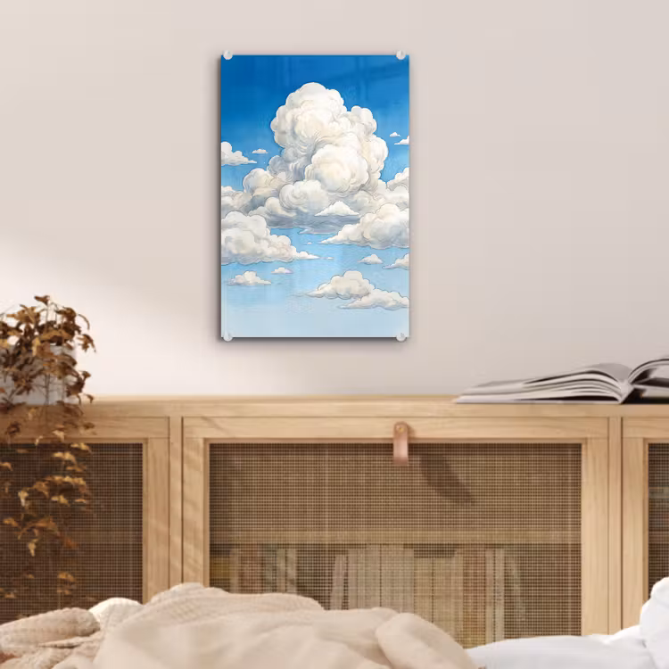 Glas schilderij - Wolken - Blauwe lucht - Natuur - Modern - Wit — 5