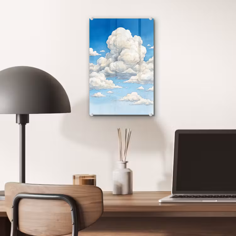 Glas schilderij - Wolken - Blauwe lucht - Natuur - Modern - Wit — 7