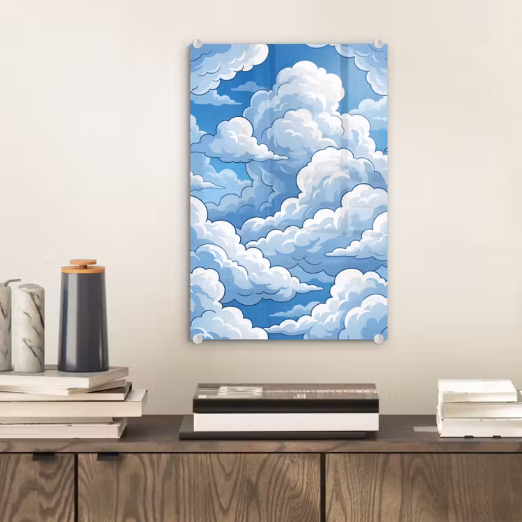 Glas schilderij - Wolken - Hemel - Abstract - Wit — 2