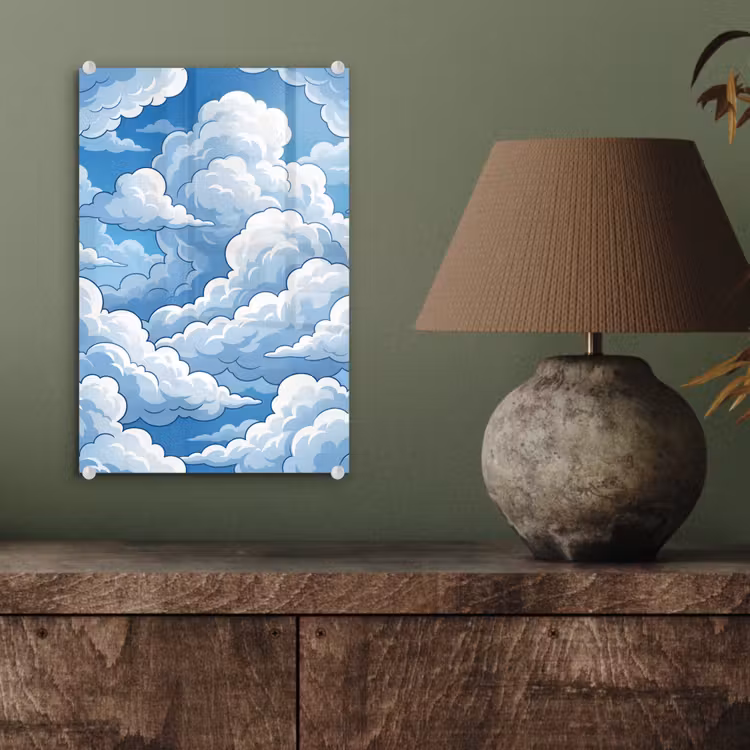 Glas schilderij - Wolken - Hemel - Abstract - Wit — 4