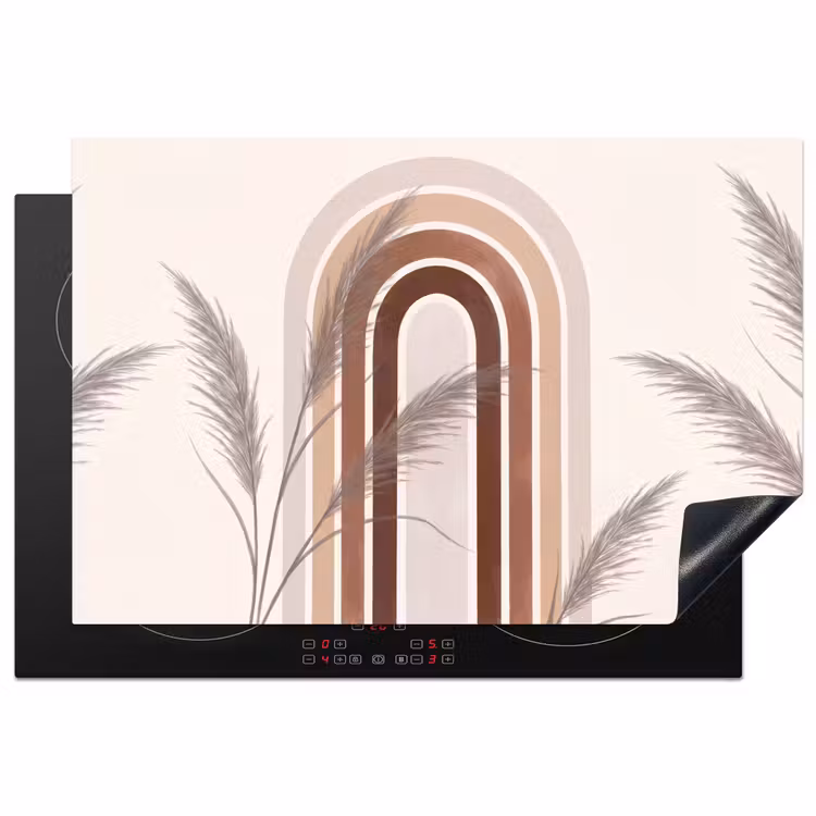 Inductie beschermer - Abstract - Bogen - Plant - Boho - Beige — 1
