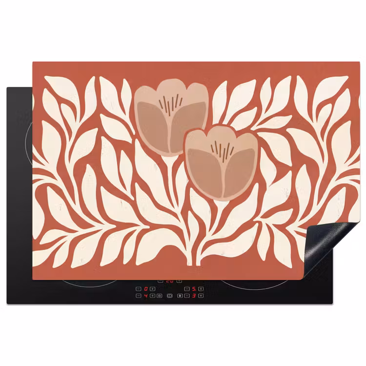 Inductie beschermer - Bloemen - Abstract - Modern - Beige - Natuur — 1
