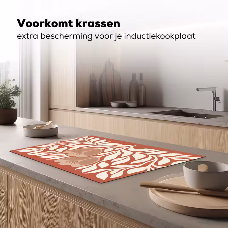 Inductie beschermer - Bloemen - Abstract - Modern - Beige - Natuur — 2