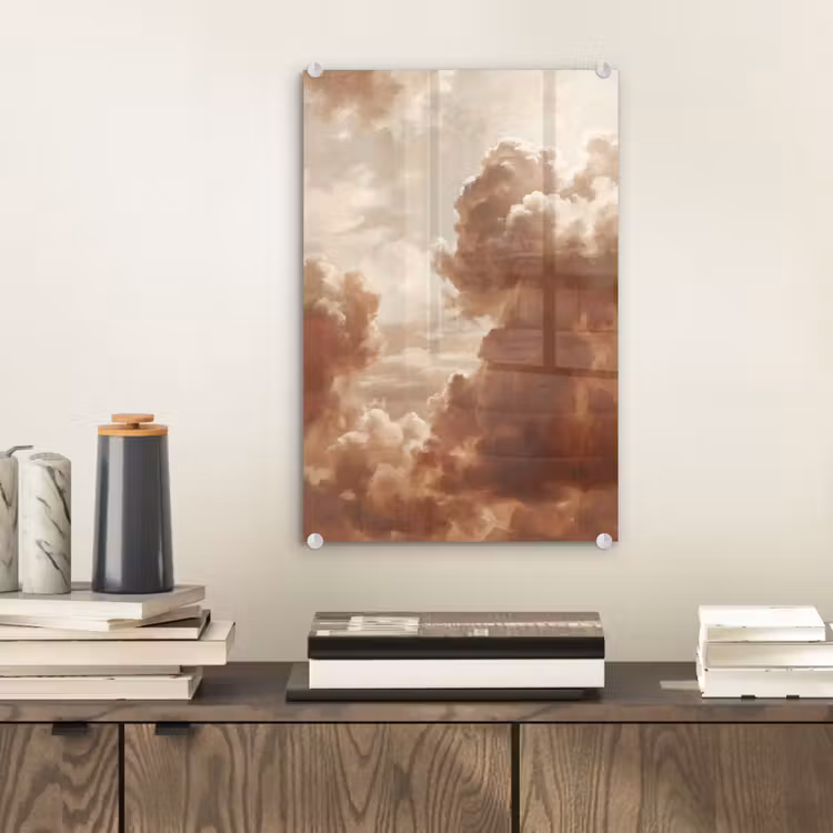 Glas schilderij - Wolken - Lucht - Natuur - Modern - Bruin — 2