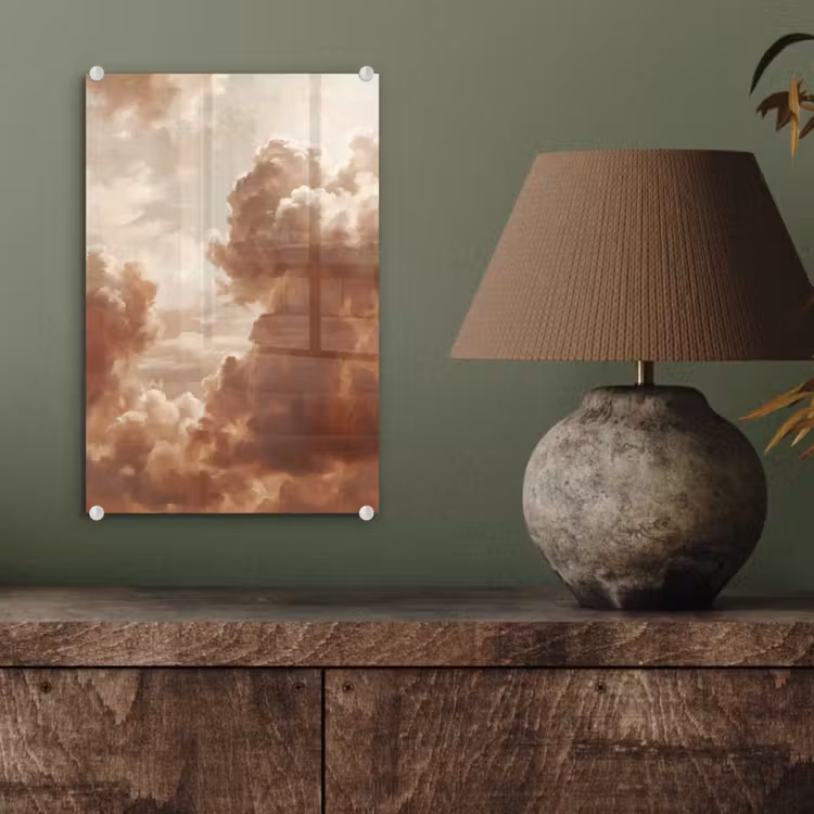 Glas schilderij - Wolken - Lucht - Natuur - Modern - Bruin — 4