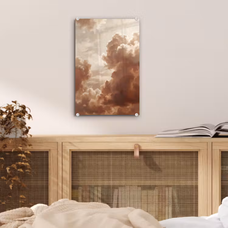 Glas schilderij - Wolken - Lucht - Natuur - Modern - Bruin — 5