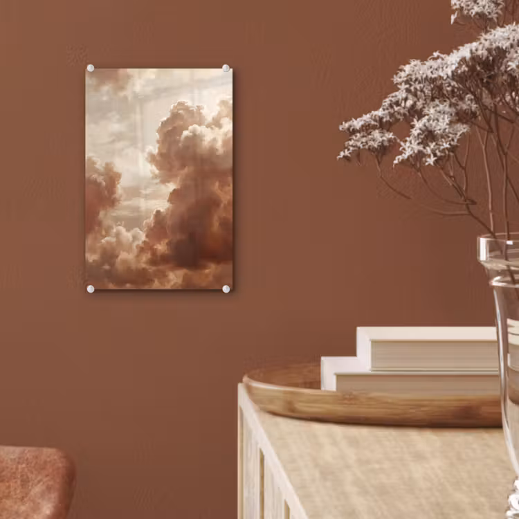Glas schilderij - Wolken - Lucht - Natuur - Modern - Bruin — 6