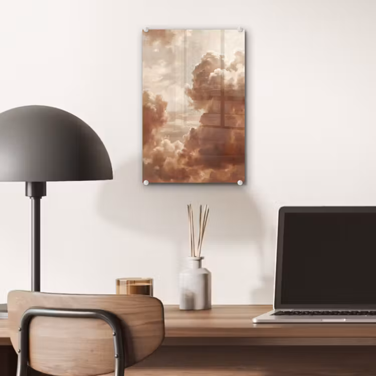 Glas schilderij - Wolken - Lucht - Natuur - Modern - Bruin — 7