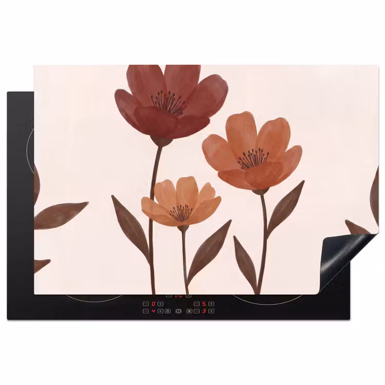 Inductie beschermer - Bloemen - Abstract - Modern - Bruin - Decoratief — 1