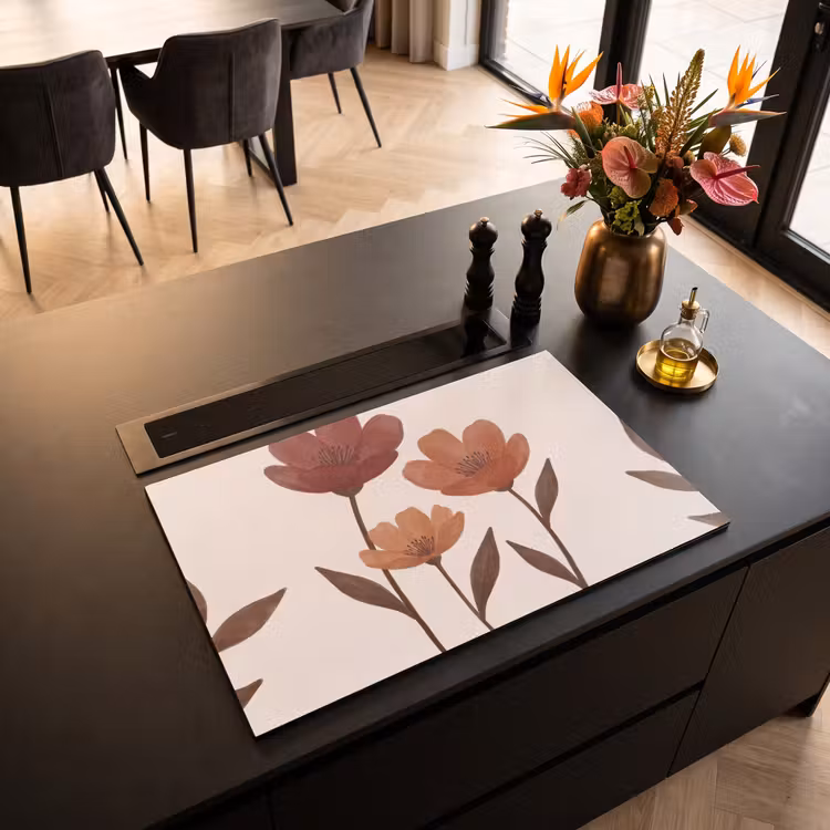 Inductie beschermer - Bloemen - Abstract - Modern - Bruin - Decoratief — 3