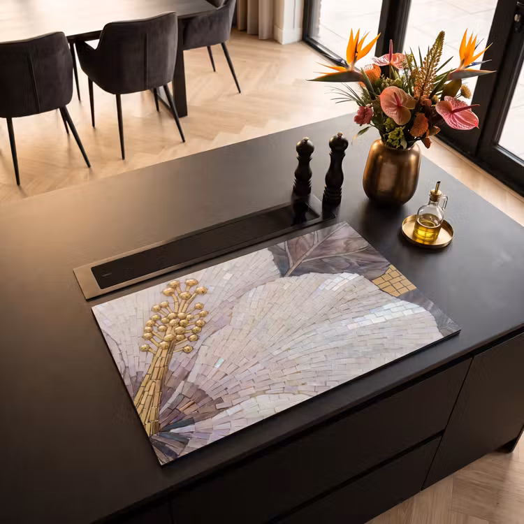 Inductie beschermer - Bloemen - Mozaïek - Kunst - Modern - Goud — 3