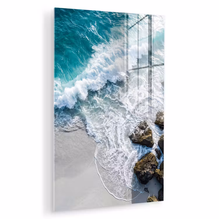 Glas schilderij - Zee - Golf - Strand - Natuur - Blauw — 1