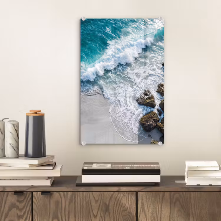 Glas schilderij - Zee - Golf - Strand - Natuur - Blauw — 2