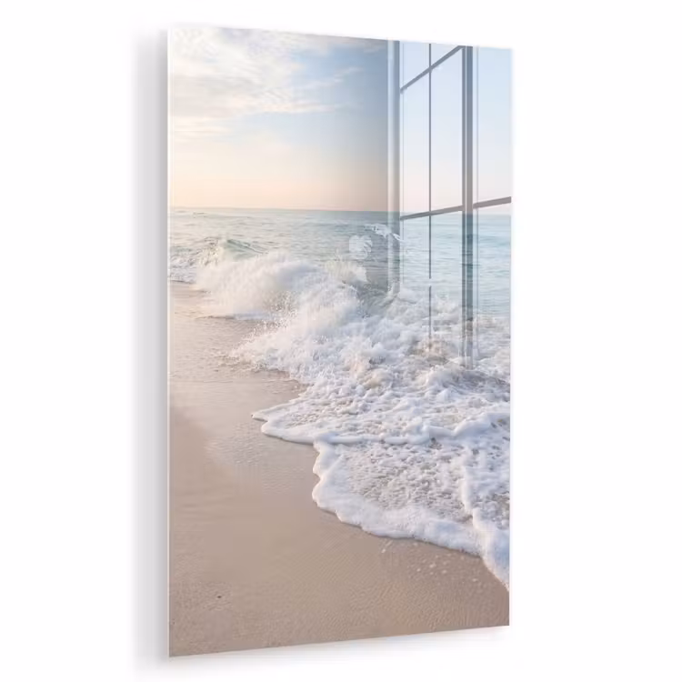 Glas schilderij - Zee - Golven - Strand - Natuur - Wit — 1