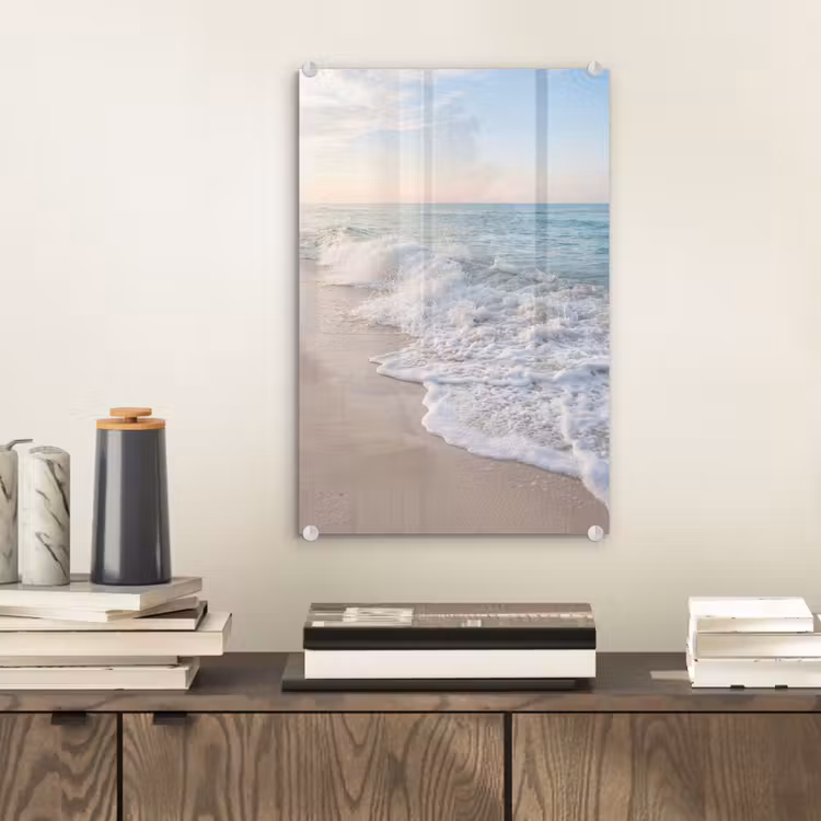 Glas schilderij - Zee - Golven - Strand - Natuur - Wit — 2