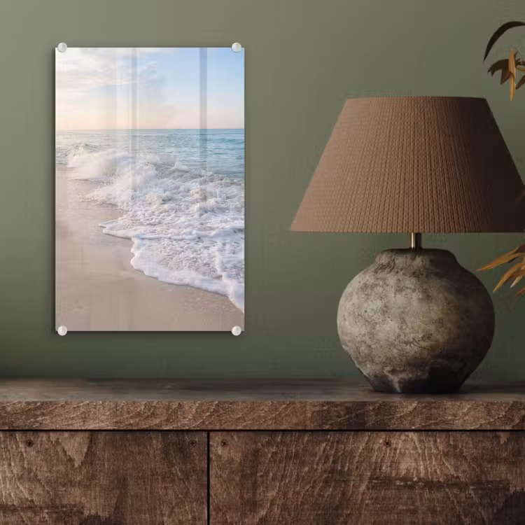 Glas schilderij - Zee - Golven - Strand - Natuur - Wit — 4