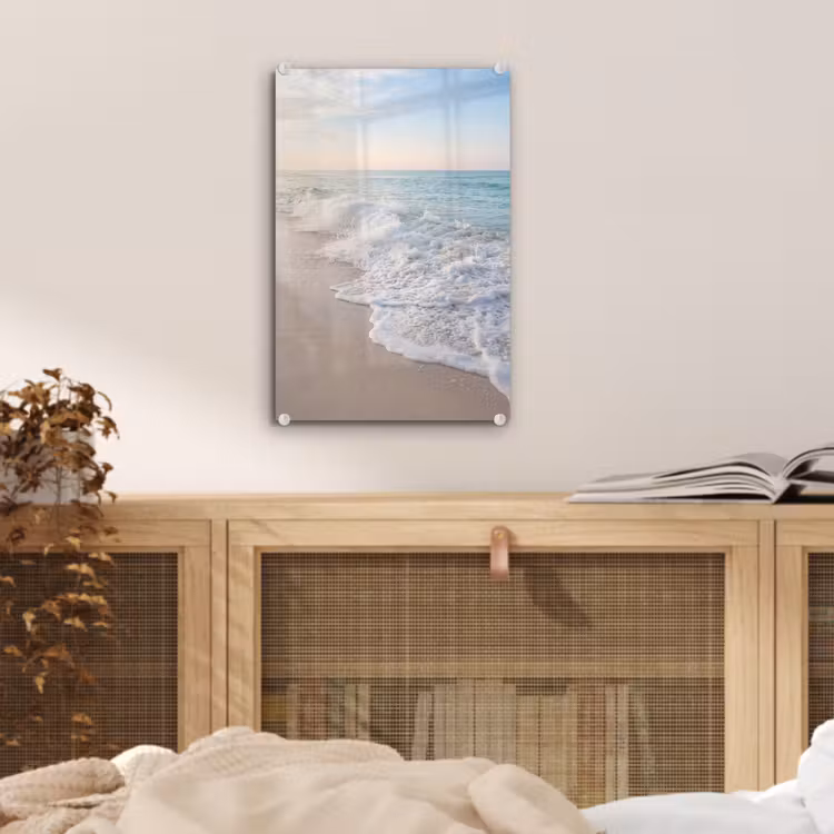 Glas schilderij - Zee - Golven - Strand - Natuur - Wit — 5