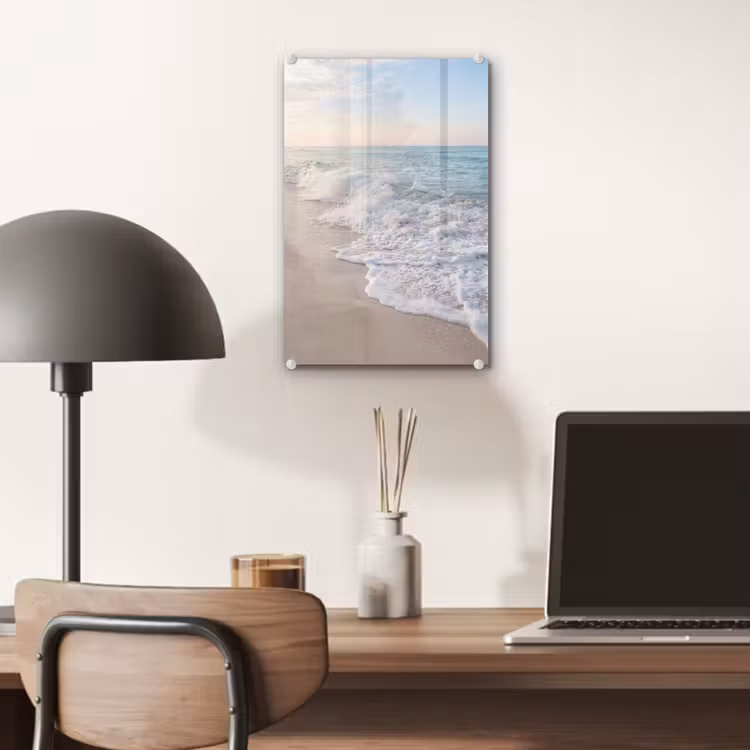 Glas schilderij - Zee - Golven - Strand - Natuur - Wit — 7