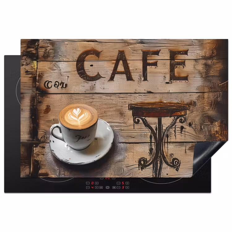 Inductie beschermer - Cafe - Hout - Koffie - Planken — 2