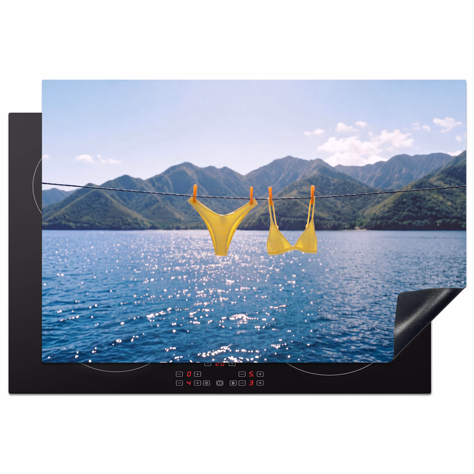 Inductie beschermer - Badmode - Bikini - Zee - Bergen - Geel — 1