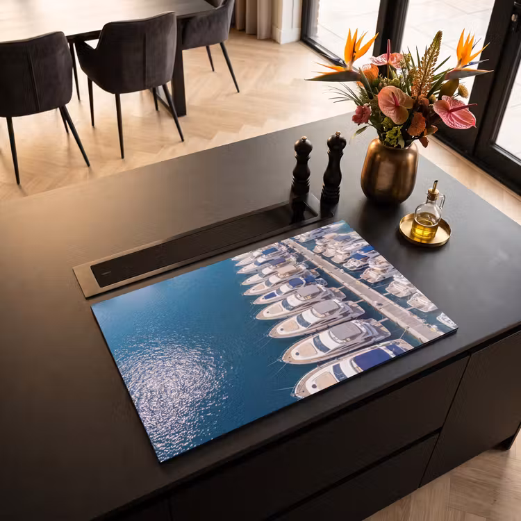 Inductie beschermer - Boot - Jachthaven - Water - Zomer - Blauw — 3