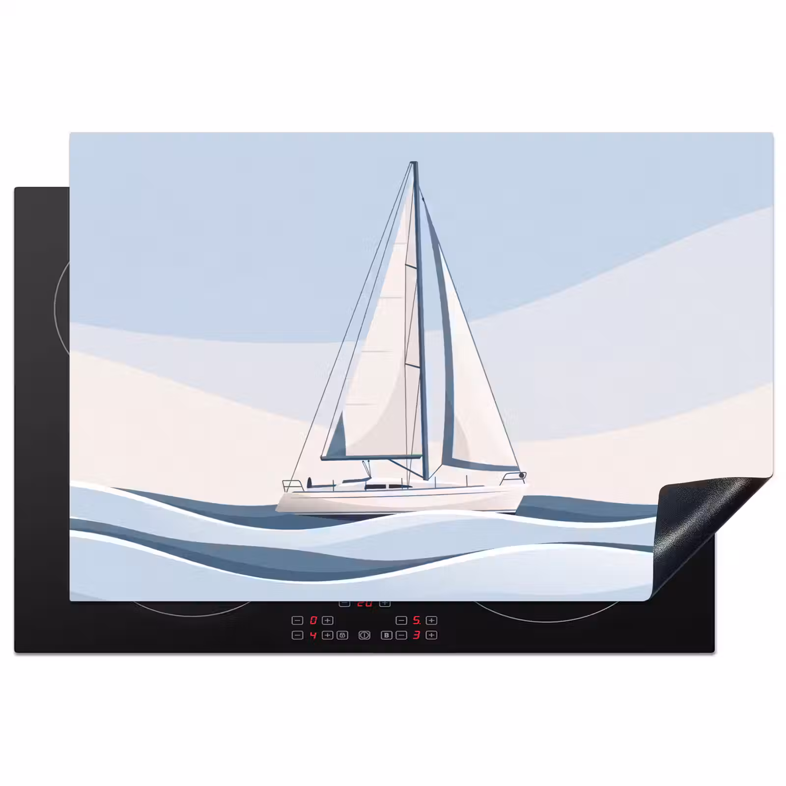 Inductie beschermer - Boot - Zeil - Zee - Modern - Beige — 1