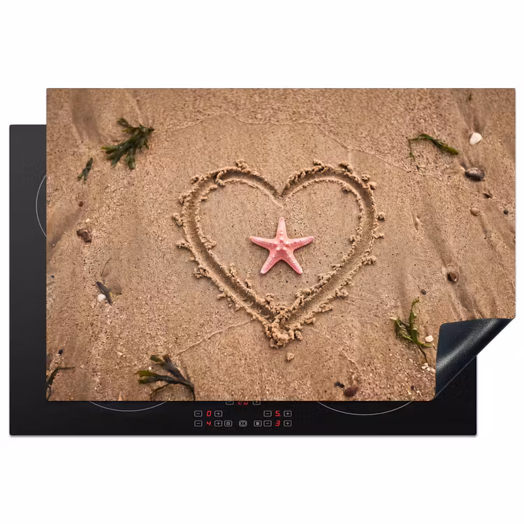 Inductie beschermer - Dieren - Hart - Strand - Zand - Roze — 1