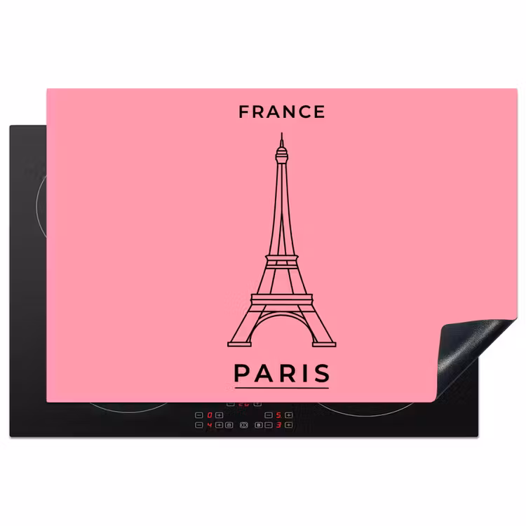 Inductie beschermer - Eiffeltoren - Parijs - Architectuur - Minimalistisch - Roze — 1