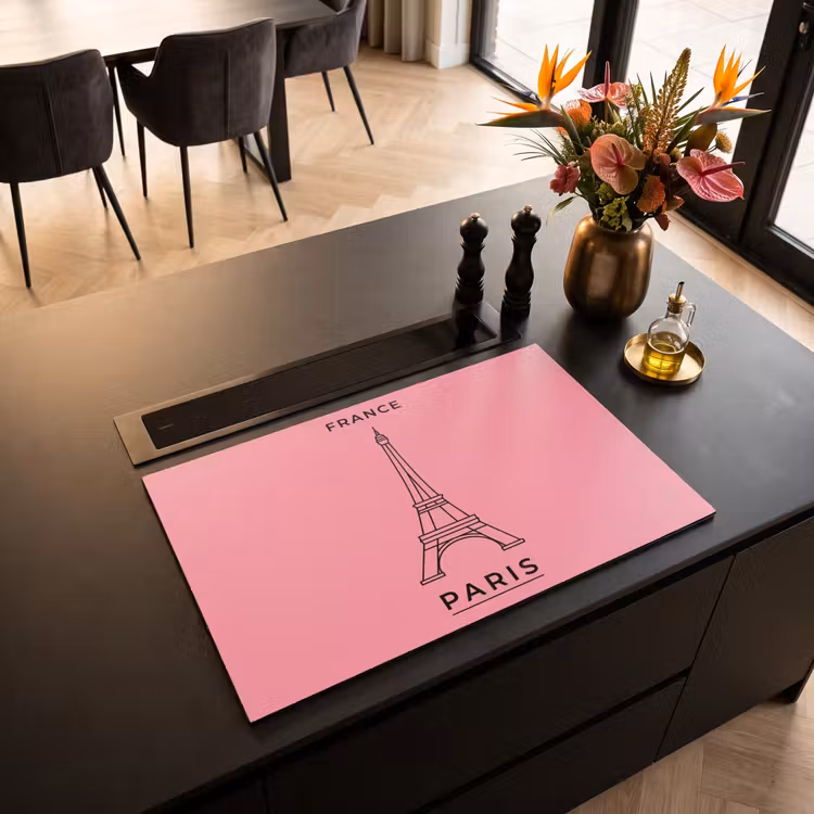 Inductie beschermer - Eiffeltoren - Parijs - Architectuur - Minimalistisch - Roze — 3