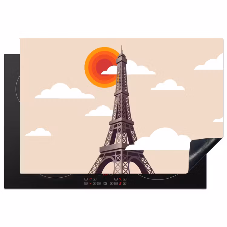 Inductie beschermer - Eiffeltoren - Zon - Architectuur - Abstract - Beige — 1