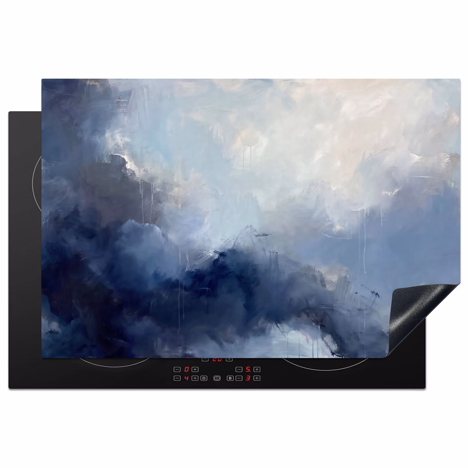 Inductie beschermer - Abstract - Wolken - Modern - Blauw - Kunst — 1