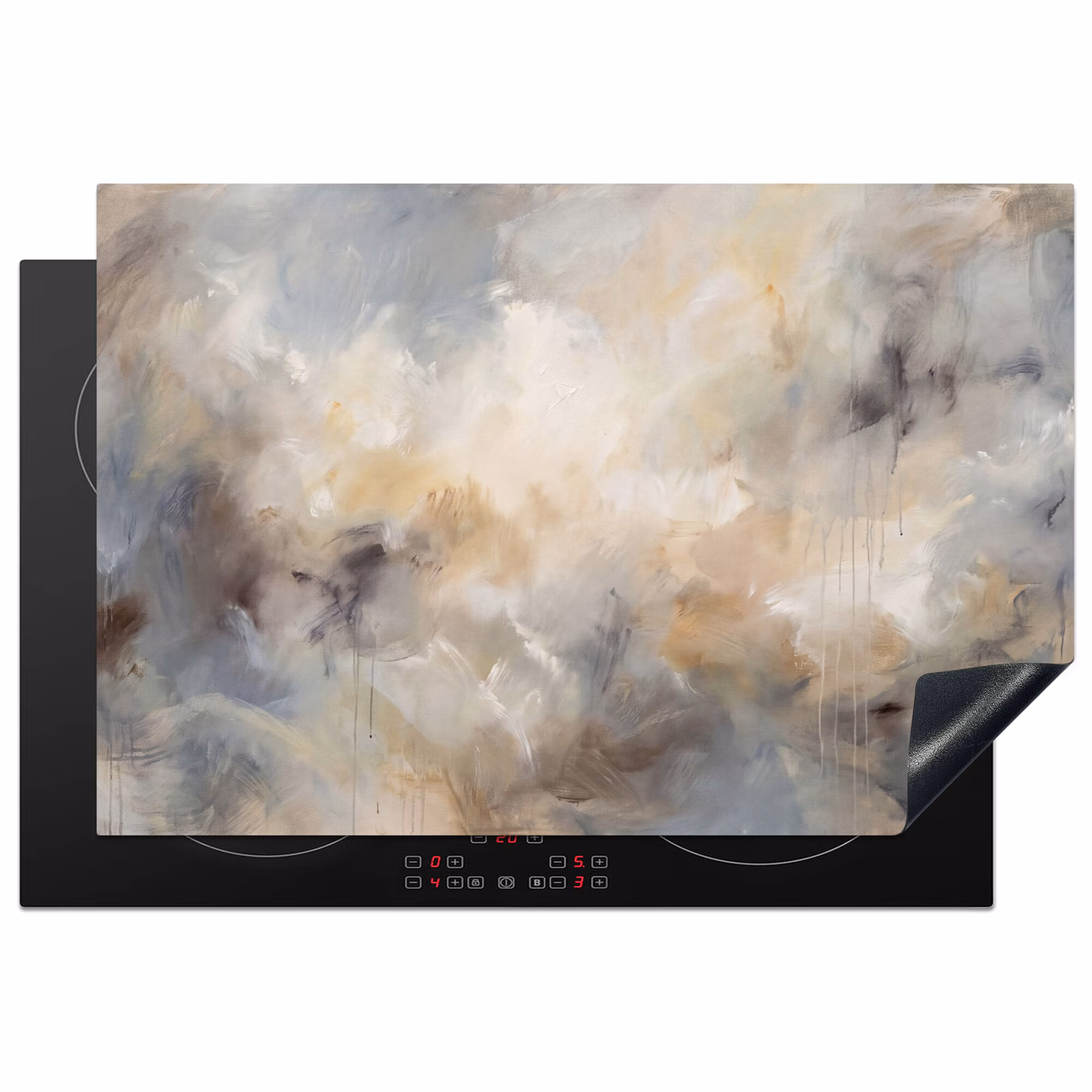 Inductie beschermer - Abstract - Wolken - Sfeervol - Beige - Grijs — 1
