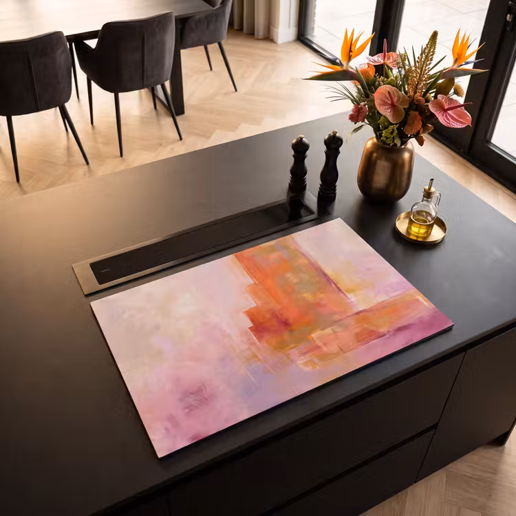 Inductie beschermer - Abstract - Borstelstreken - Kunst - Paars - Goud — 3