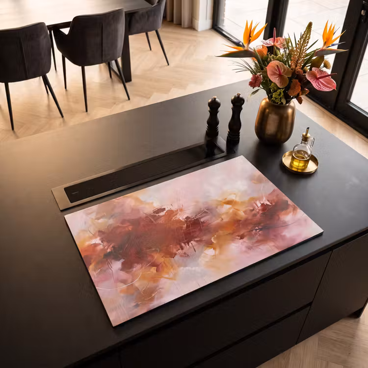 Inductie beschermer - Abstract - Kleurrijk - Kunst - Modern - Roze-Rood — 3