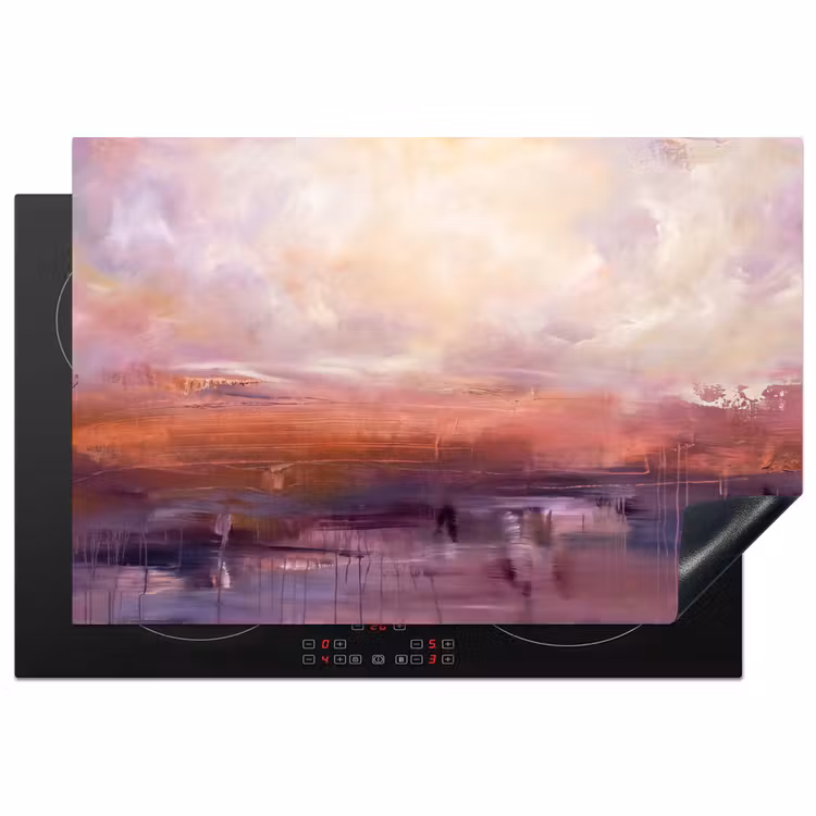 Inductie beschermer - Abstract - Landschap - Modern - Paars - Oranje — 1