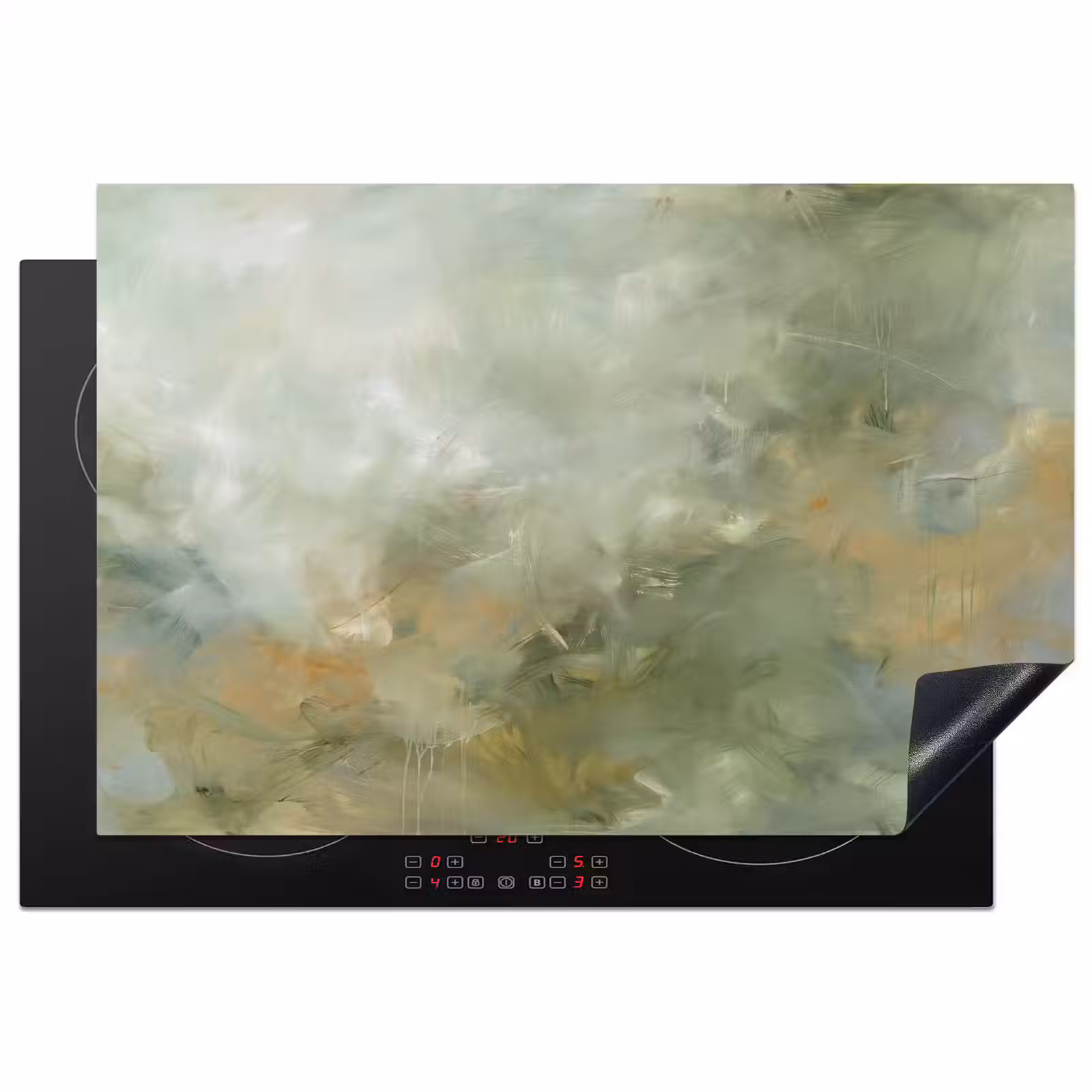 Inductie beschermer - Abstract - Groen - Beige - Modern - Kunst — 1